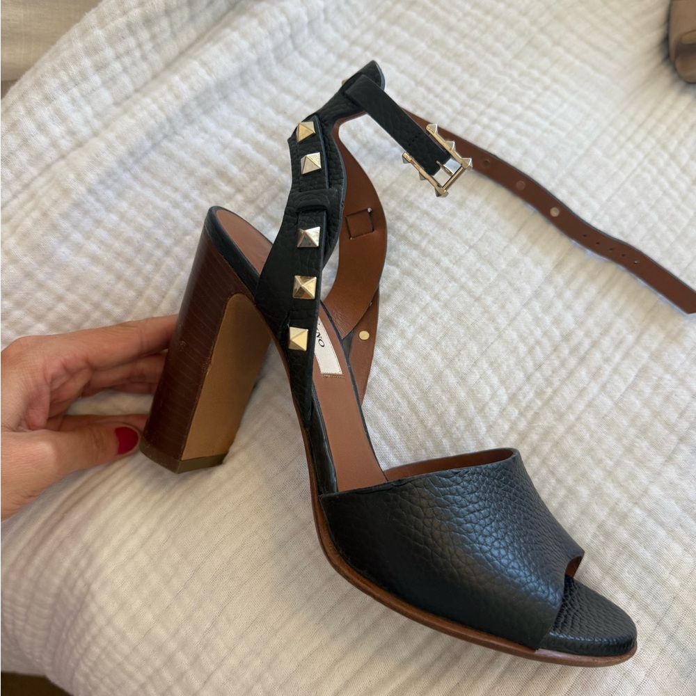 Valentino black Studded Leather Sandals
